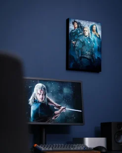 Witcher - Ciri, Yennefer & Geralt Wandbeeld met licht