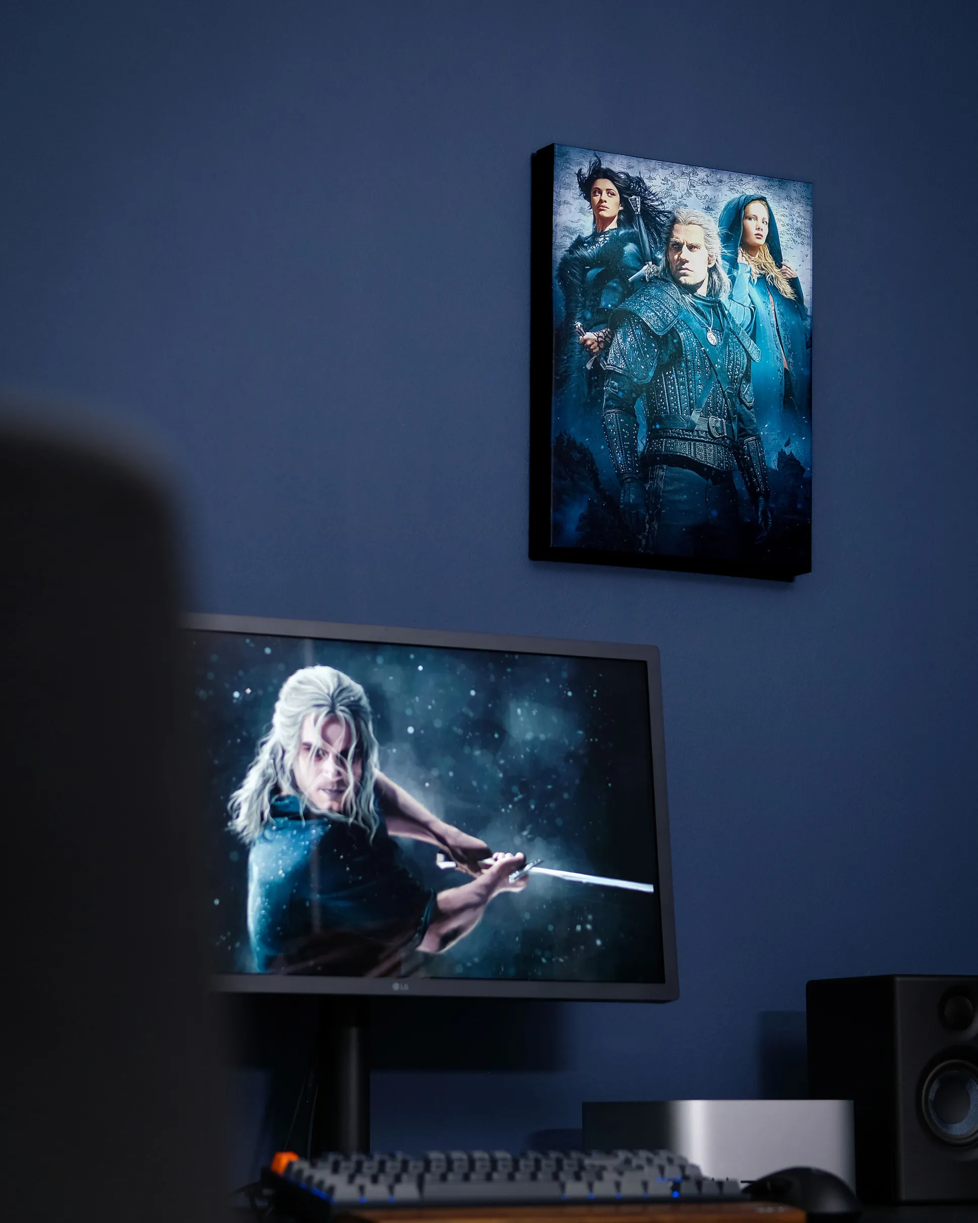 Witcher - Ciri, Yennefer & Geralt Wandbeeld met licht
