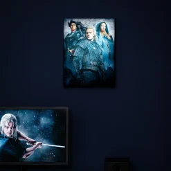 Witcher - Ciri, Yennefer & Geralt Wandbeeld met licht