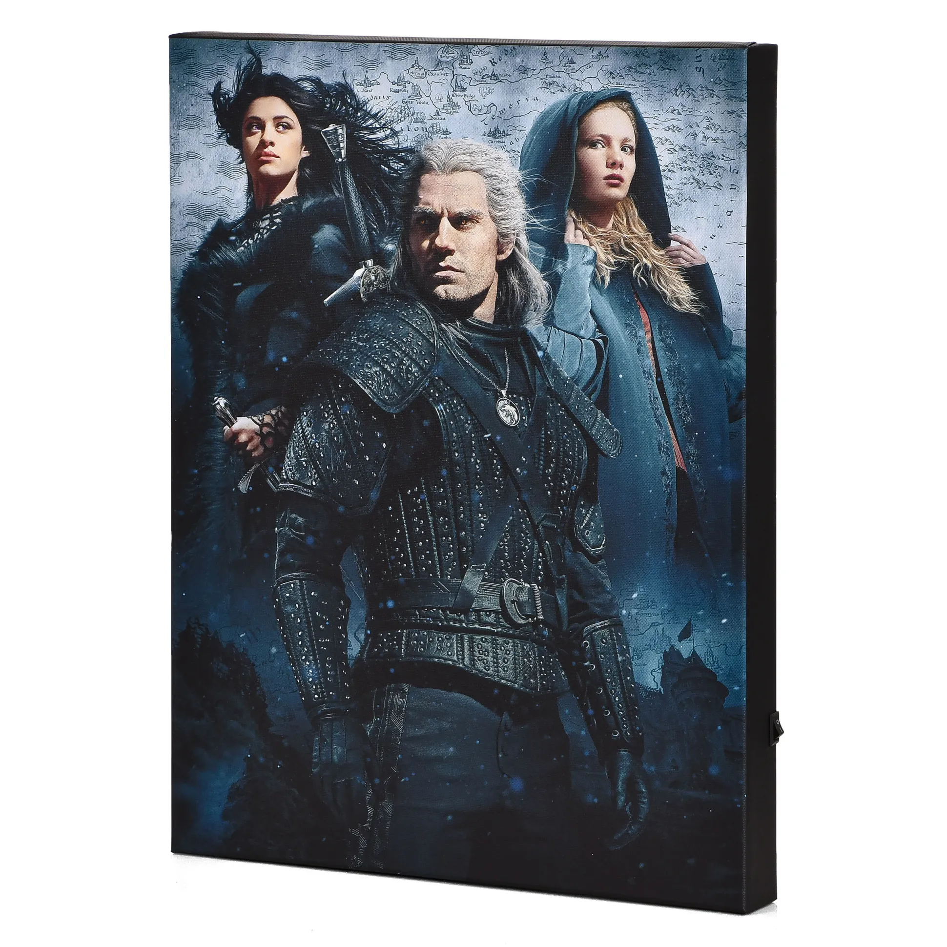 Witcher - Ciri, Yennefer & Geralt Wandbeeld met licht