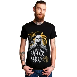 Witcher - Geralt White Wolf T-shirt zwart