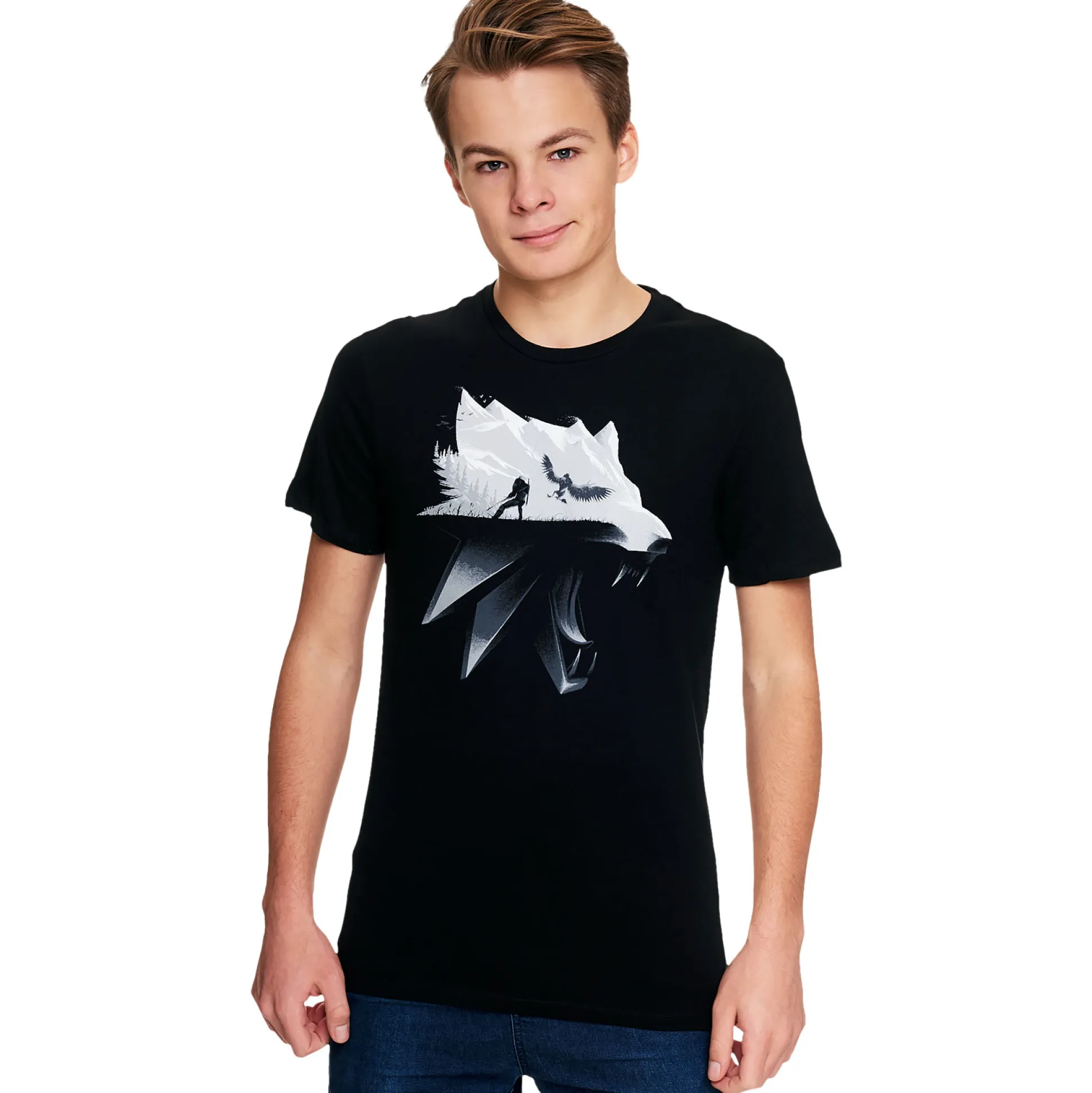 Witcher - Wolf Silhouet T-shirt Zwart