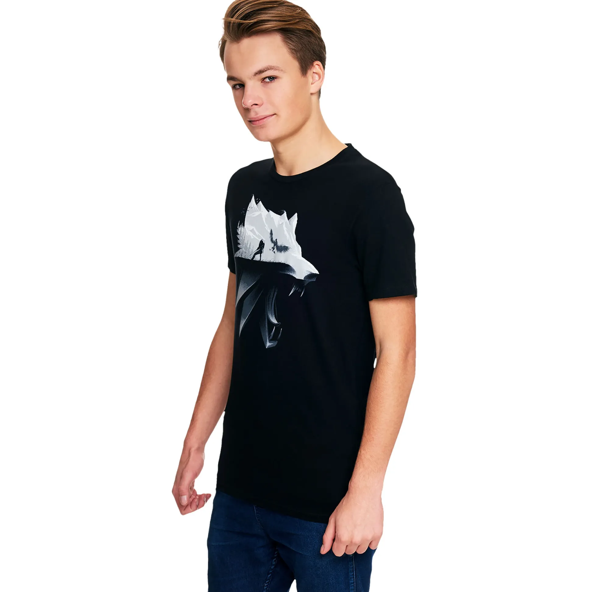 Witcher - Wolf Silhouet T-shirt Zwart