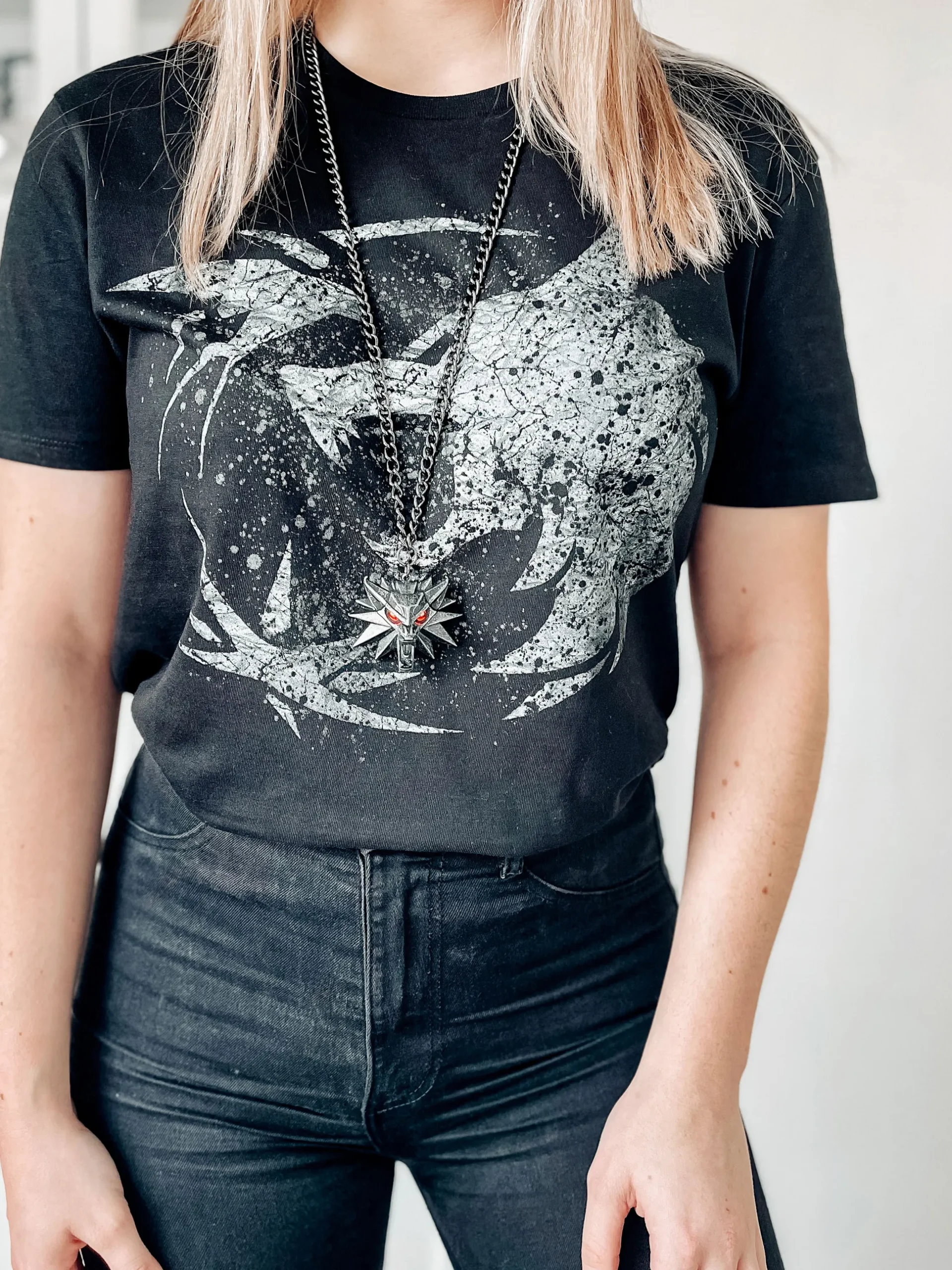 Wolf Embleem T-shirt voor Witcher Fans zwart