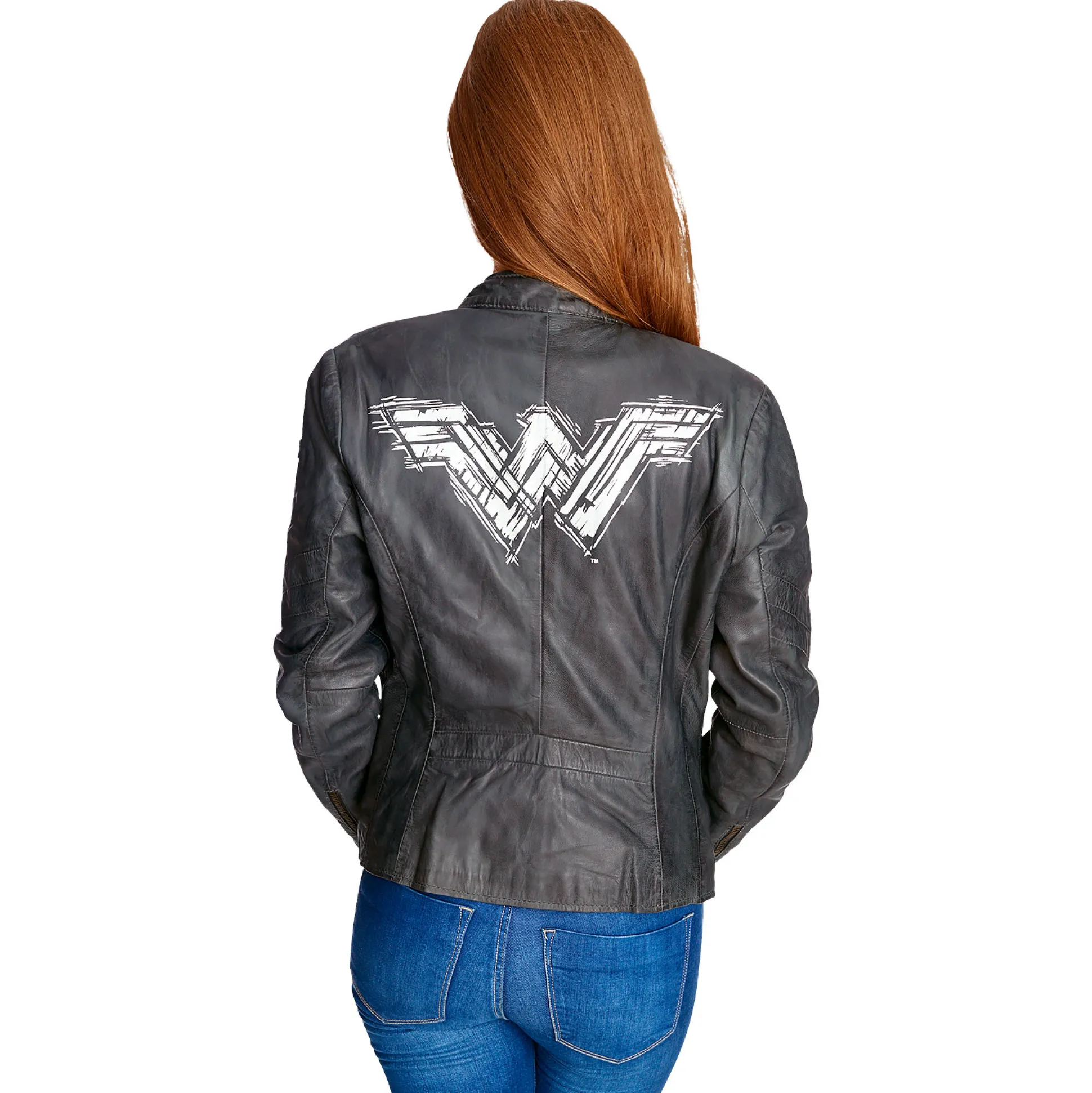 Wonder Woman - Logo Leren Jas Grijs